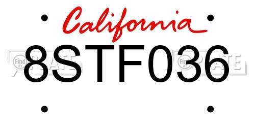 8STF036 California License Plate