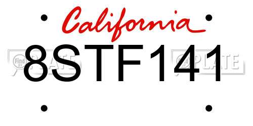 8STF141 California License Plate