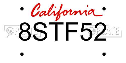 8STF52 California License Plate