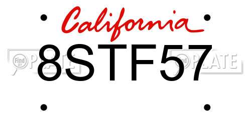8STF57 California License Plate