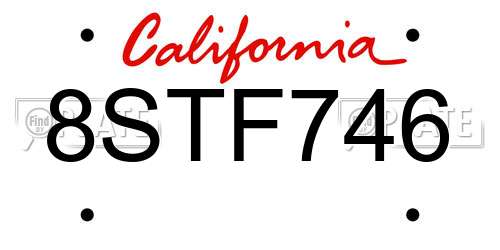 8STF746 California License Plate