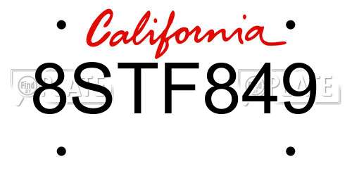 8STF849 California License Plate