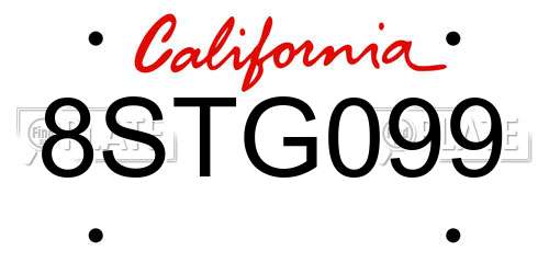 8STG099 California License Plate