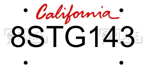 8STG143 California License Plate