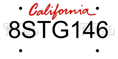 8STG146 California License Plate