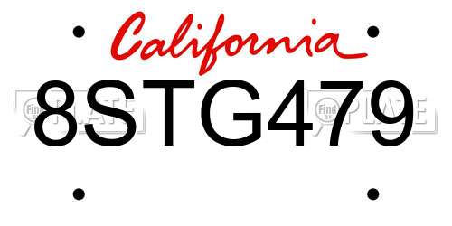 8STG479 California License Plate