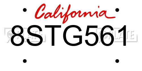 8STG561 California License Plate