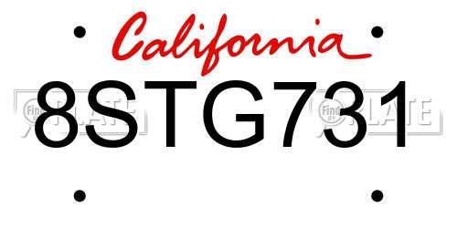 8STG731 California License Plate