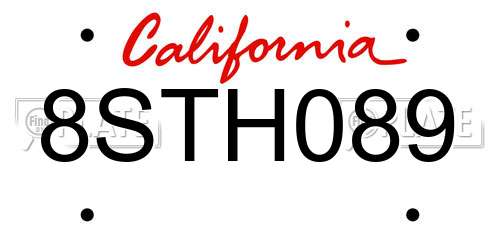 8STH089 California License Plate