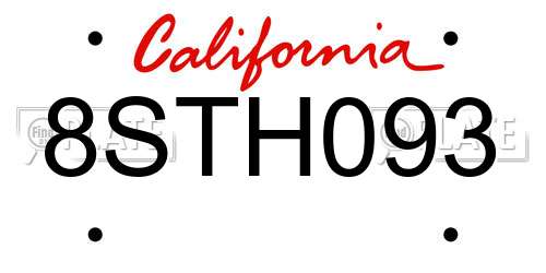 8STH093 California License Plate