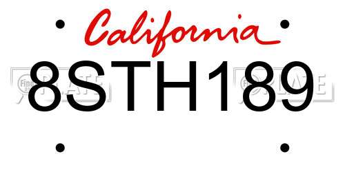 8STH189 California License Plate