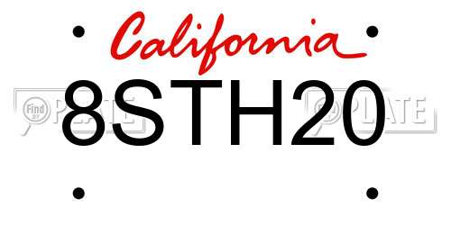 8STH20 California License Plate