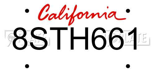 8STH661 California License Plate