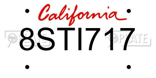 8STI717 California License Plate