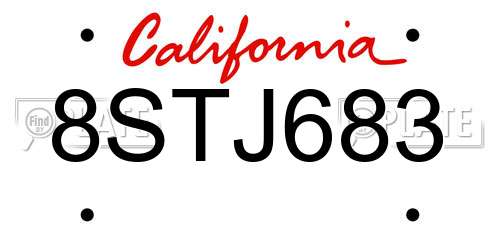 8STJ683 California License Plate