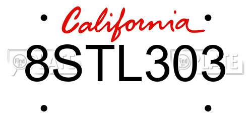 8STL303 California License Plate