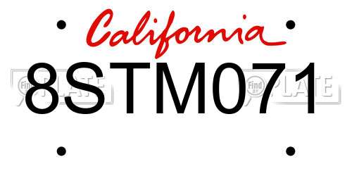 8STM071 California License Plate