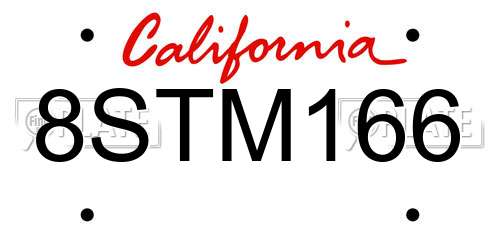8STM166 California License Plate