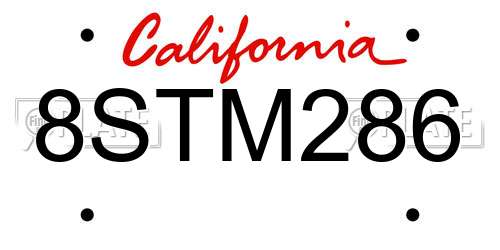 8STM286 California License Plate