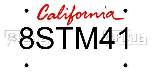8STM41 California License Plate