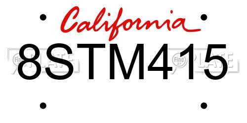 8STM415 California License Plate
