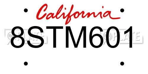 8STM601 California License Plate