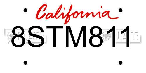 8STM811 California License Plate