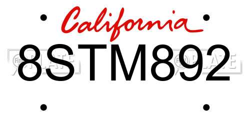 8STM892 California License Plate