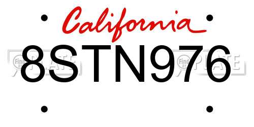 8STN976 California License Plate