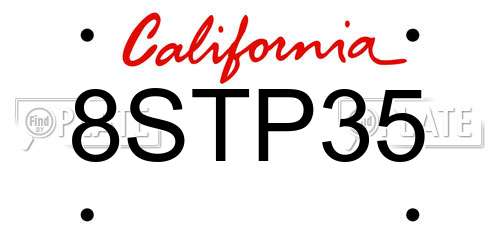 8STP35 California License Plate