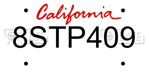 8STP409 California License Plate