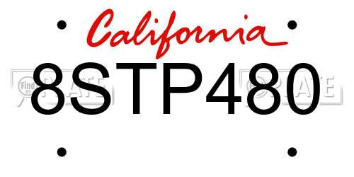8STP480 California License Plate
