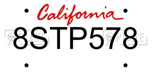 8STP578 California License Plate
