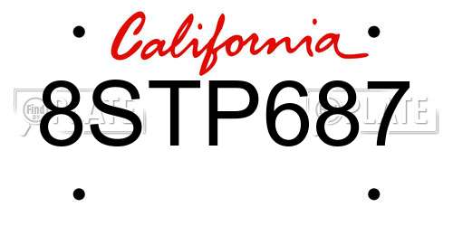 8STP687 California License Plate