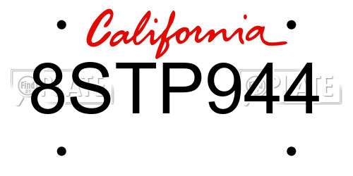 8STP944 California License Plate