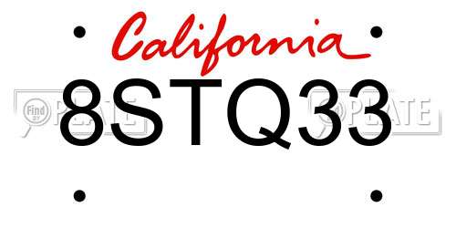 8STQ33 California License Plate