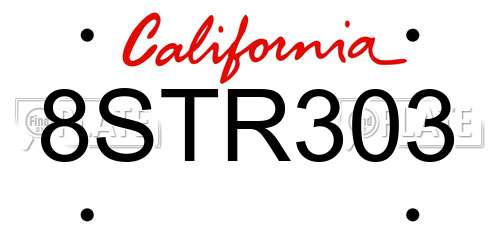 8STR303 California License Plate
