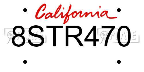 8STR470 California License Plate
