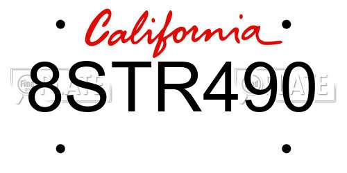 8STR490 California License Plate