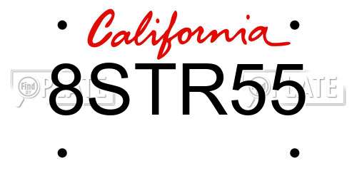 8STR55 California License Plate