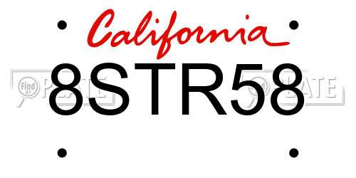 8STR58 California License Plate