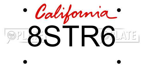 8STR6 California License Plate