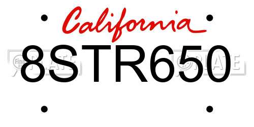 8STR650 California License Plate