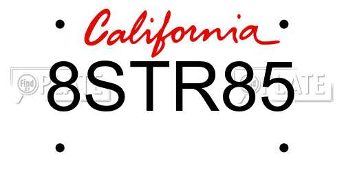 8STR85 California License Plate