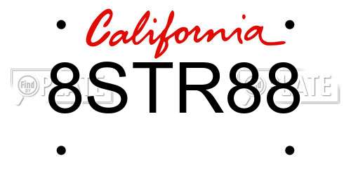 8STR88 California License Plate