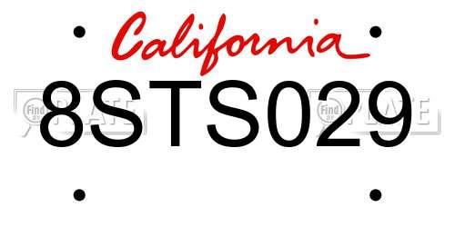 8STS029 California License Plate