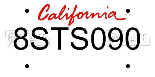 8STS090 California License Plate