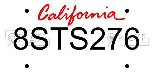 8STS276 California License Plate