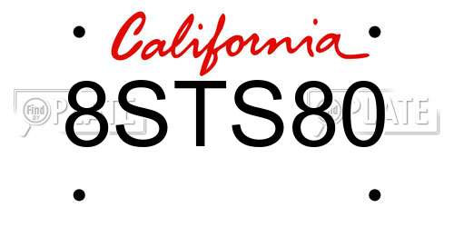 8STS80 California License Plate