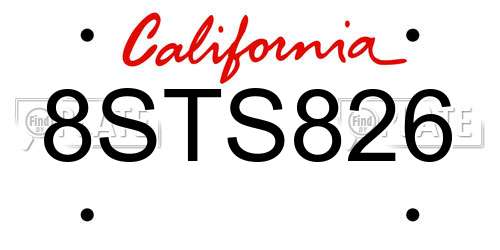 8STS826 California License Plate